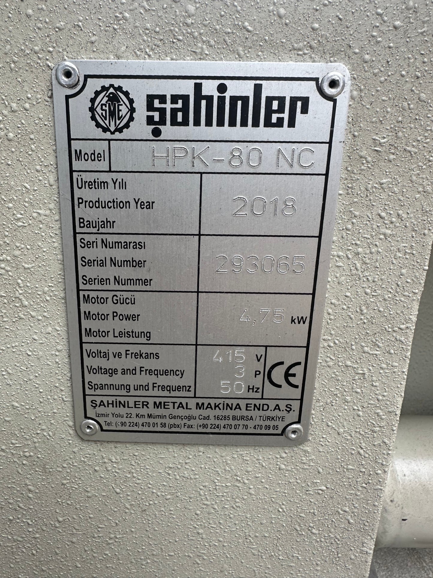 Used SAHINLER HPK-80NC Section and Pipe Rolling Machine