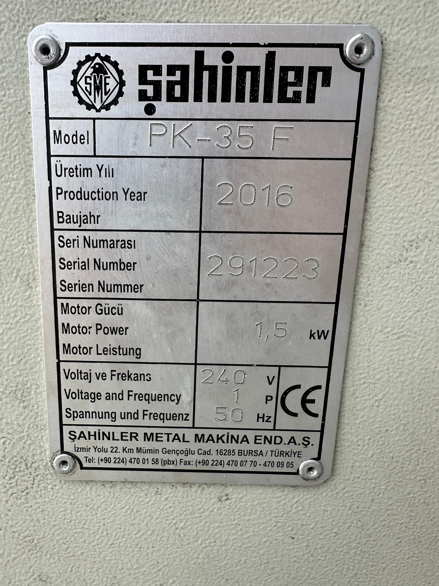 Used Sahinler PK-35F Section Rollers