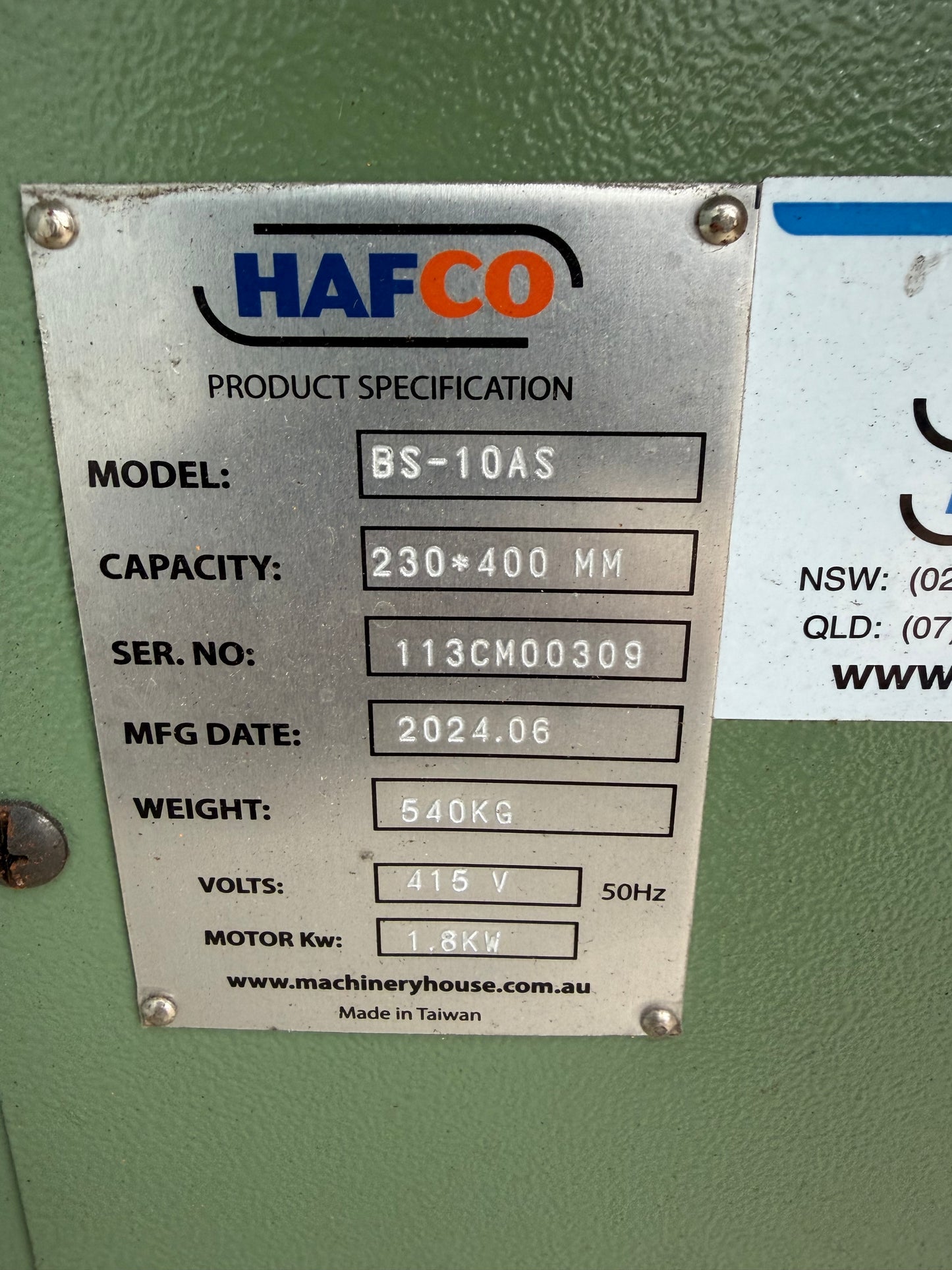 Used HAFCO BS-10AS Swivel Head Bandsaw