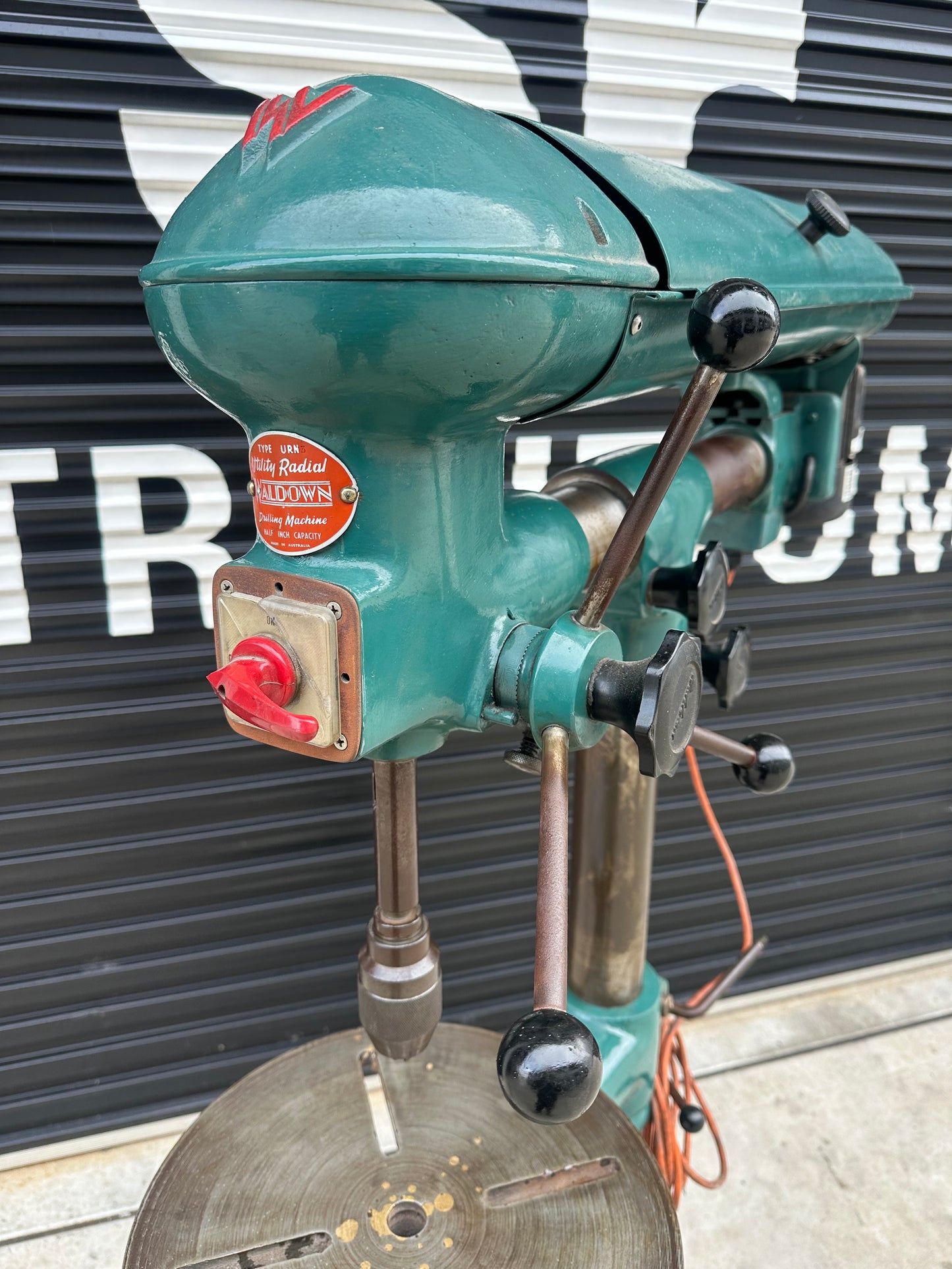 Used Waldown Radial Arm Pedestal Drill