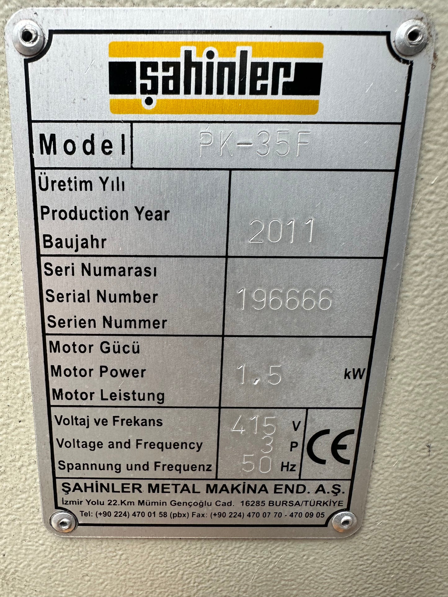 Used Sahinler PK-35F Section Rollers