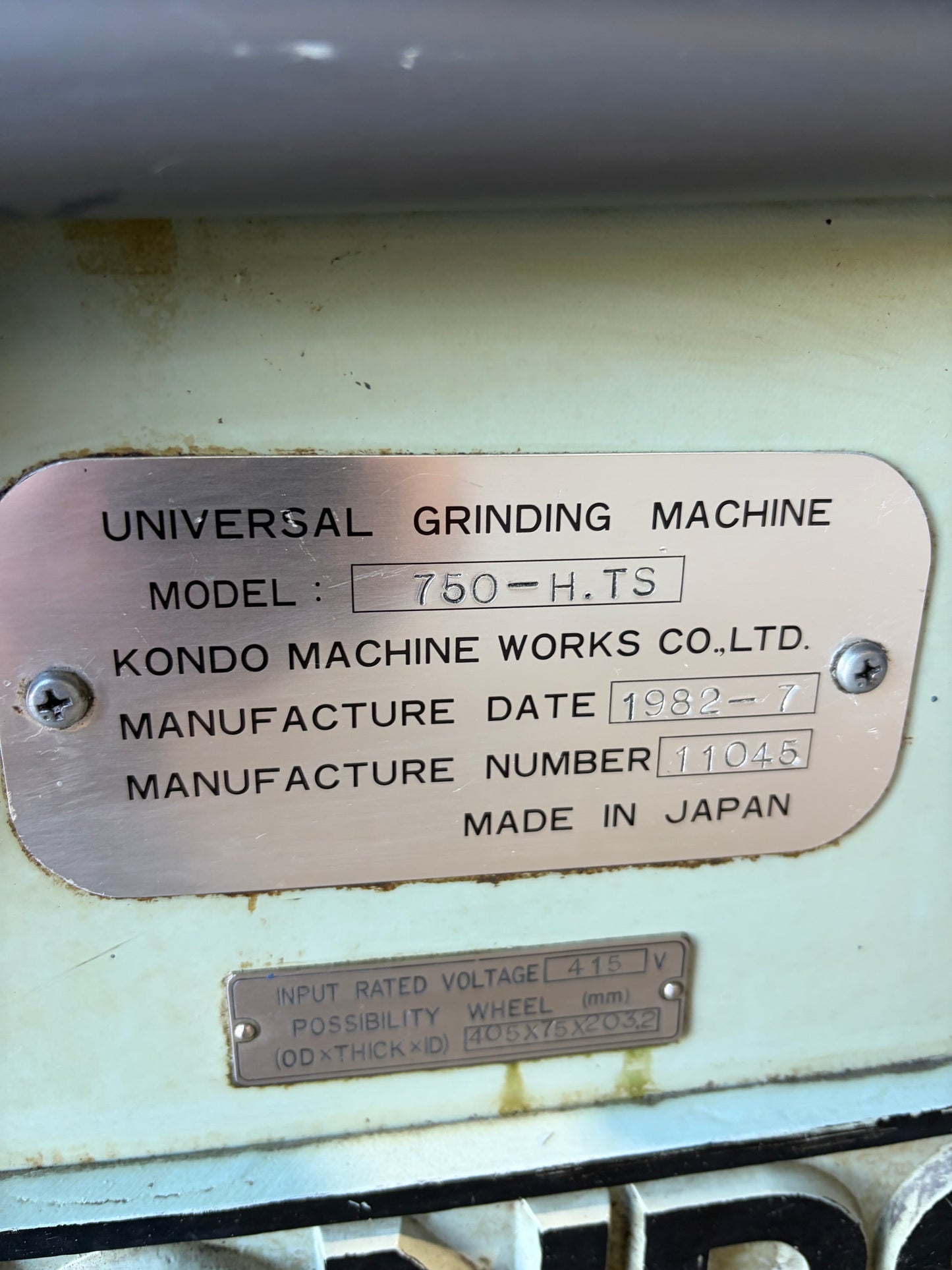 Used Kondo 750-H.TS Universal Hydraulic Cylindrical Grinder